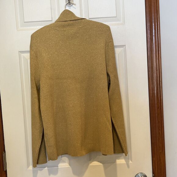 NWT RALPH LAUREN Gold Glitter Knit Long Sleeve Turtle Neck Sweater SIZE 3X - Picture 2 of 14